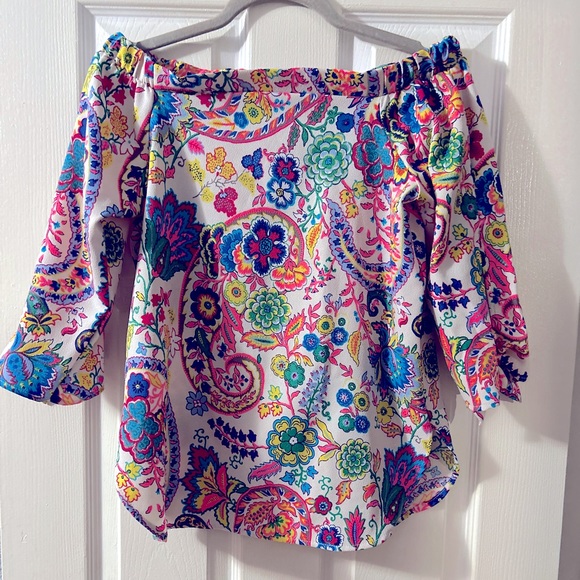 Glam off the shoulder floral paisley top small - Picture 4 of 10